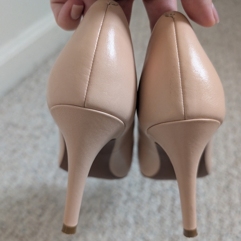 Cole Haan Elegant Nude Peep-Toe Heels - Picture 4 of 8